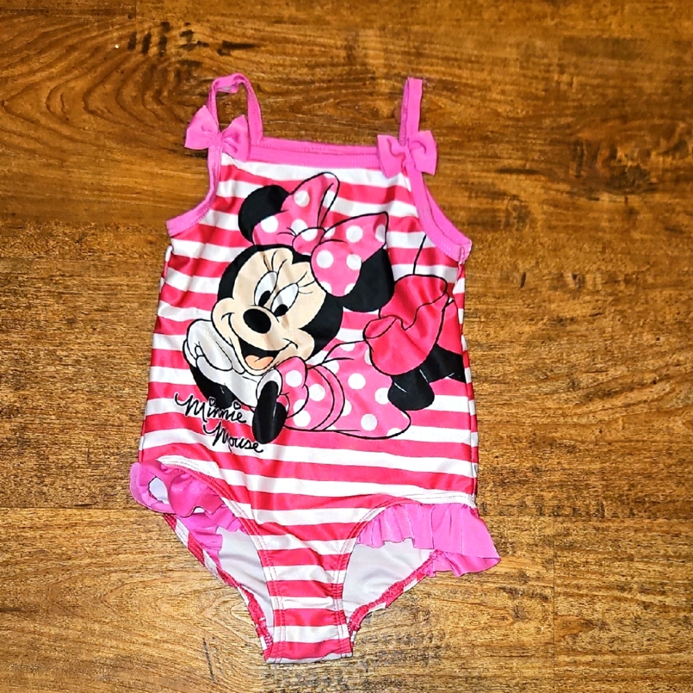 Disney Minnie Mouse Pink Polka Dot Swimsuit 3T